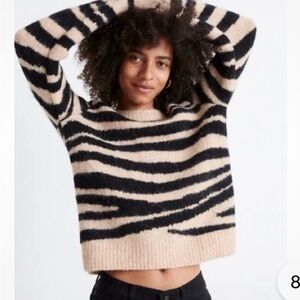Madewell Alpaca Wool Zebra Stripe Sweater - Black and Cream Size XXS